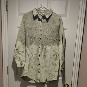 Olive and Cream Ombre Button-Up Corduroy Jacket By Peach Love